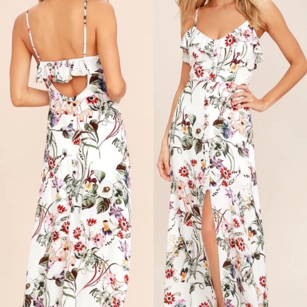 Lulu’s Floral Print Maxi Dress. Size Small.